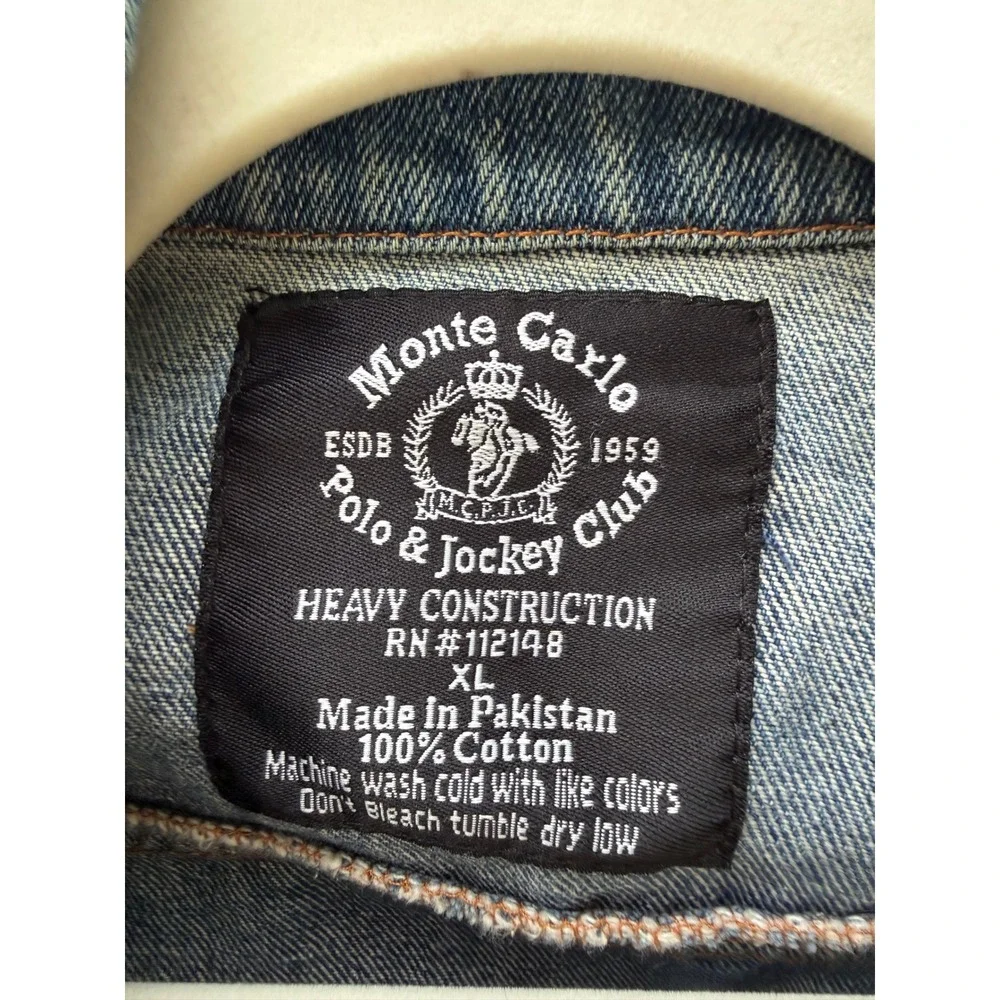 Y2K Denim Trucker Jacket Men's XL Medium Wash Workwear Western 100% Cotton